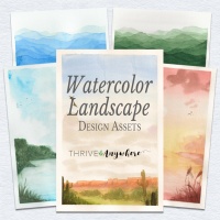 Watercolor Landscapes Design Assets